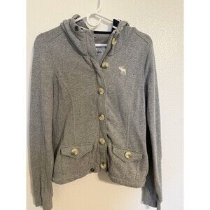 Abercrombie & Fitch Women's Vintage Y2K Hoodie Jacket Gray, Small